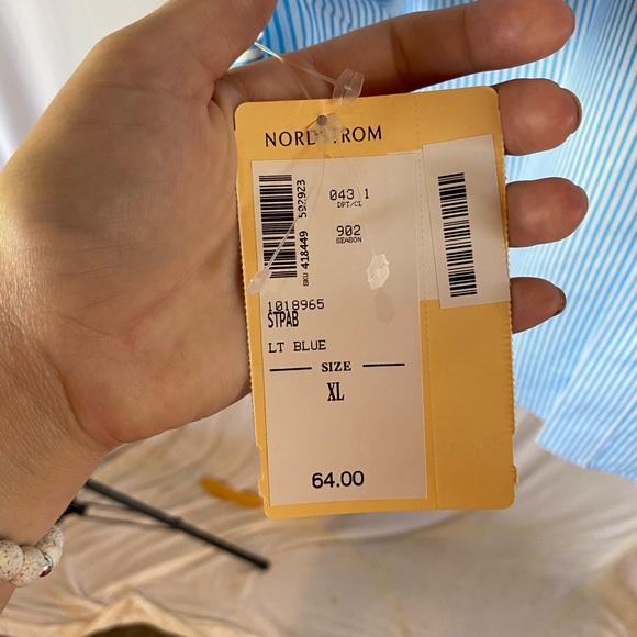 Butterfly / bedazzle Blue striped button up - Picture 5 of 5